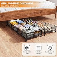 Vista 3 de Almacenamiento debajo de la cama con ruedas, 47.2 pulgadas, 90 libras/57.6 L, marco de metal debajo de la cama, cajones debajo de la cama, cajones