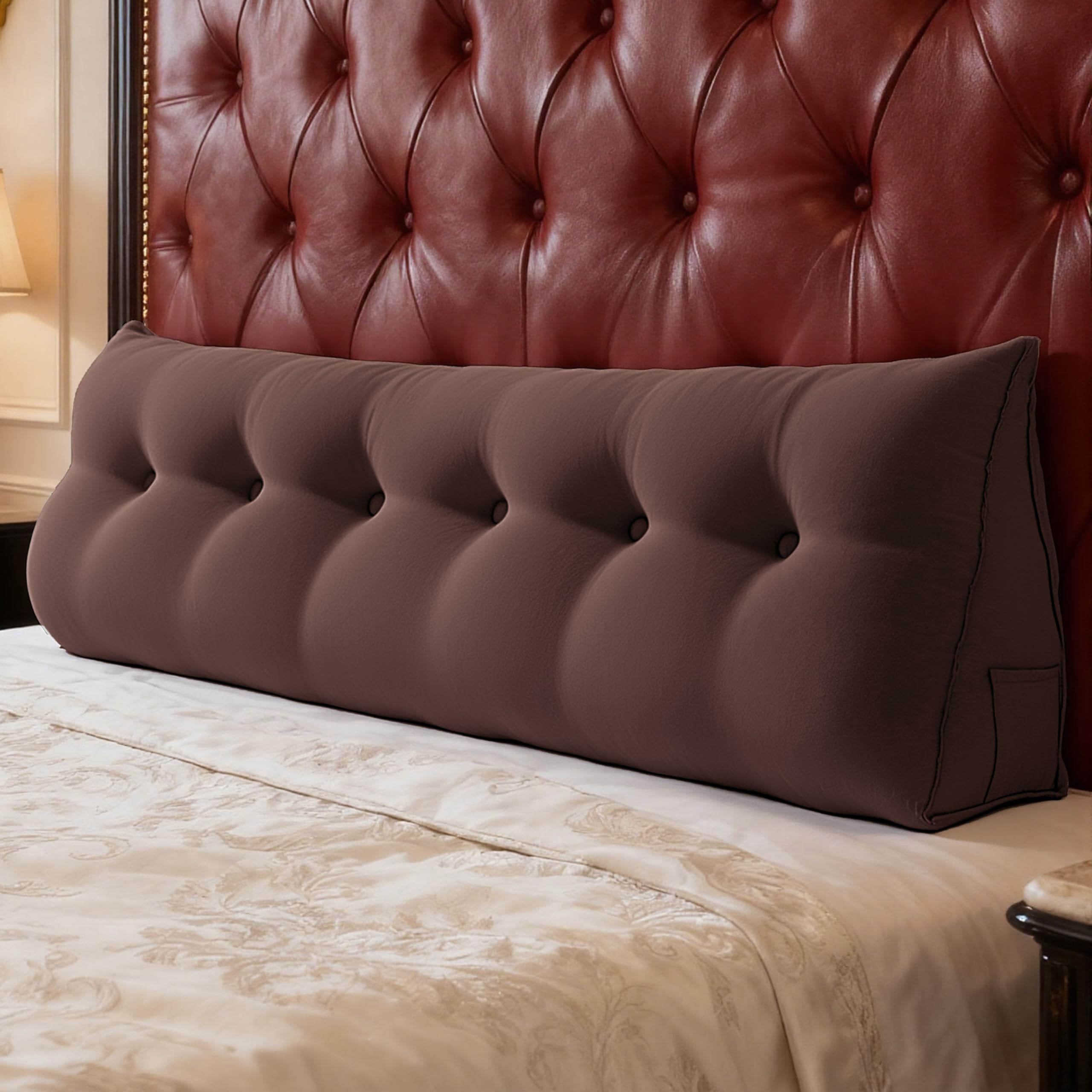WOWMAX Multifunctional Upholstered Headboard Pillow Caking, Coffee