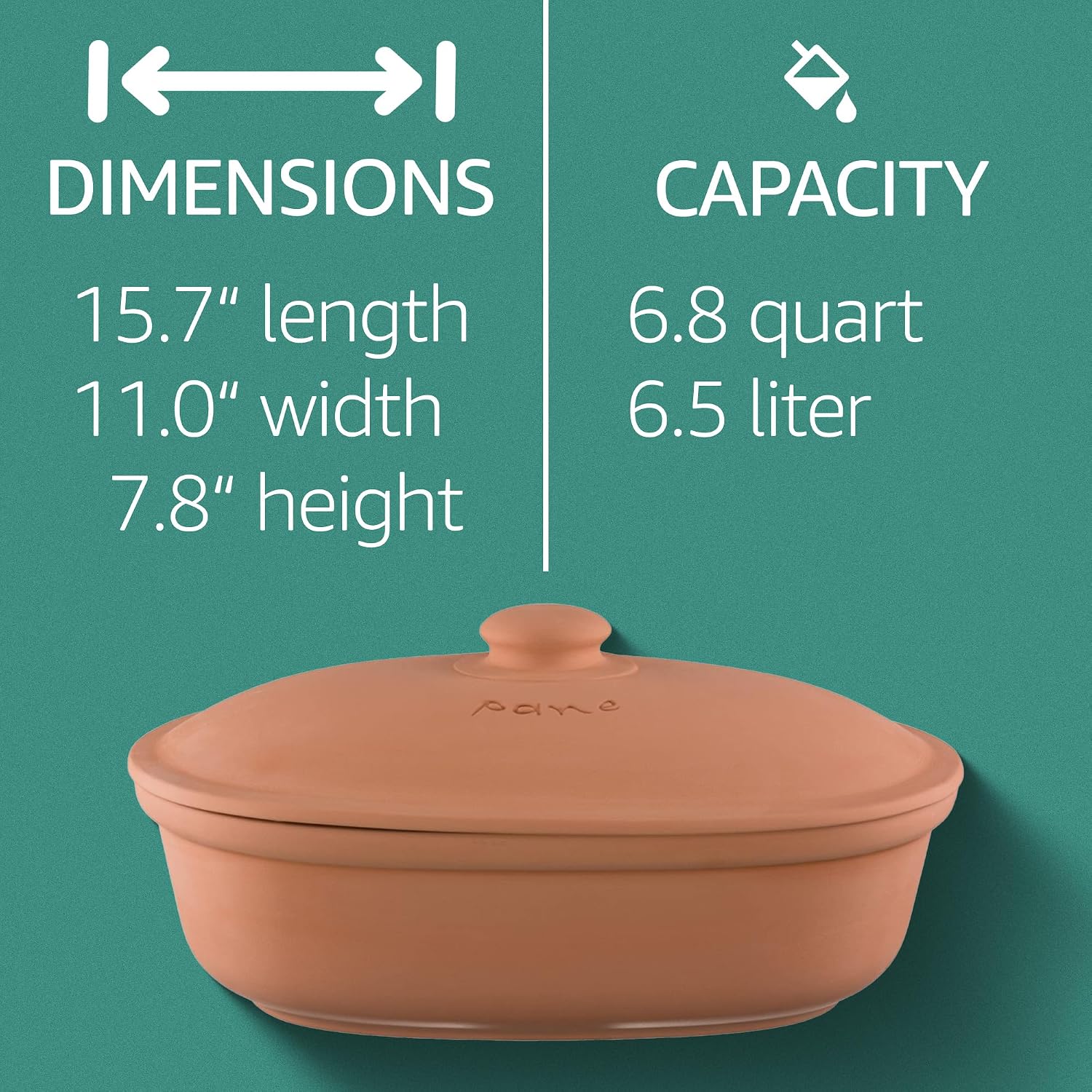 Romertopf Oval Ceramic Bread Freshness Pot | Natural Ceramic - Ideal For Storing Bread And Pastries - 15.7"x11"x7.8" - Terracotta