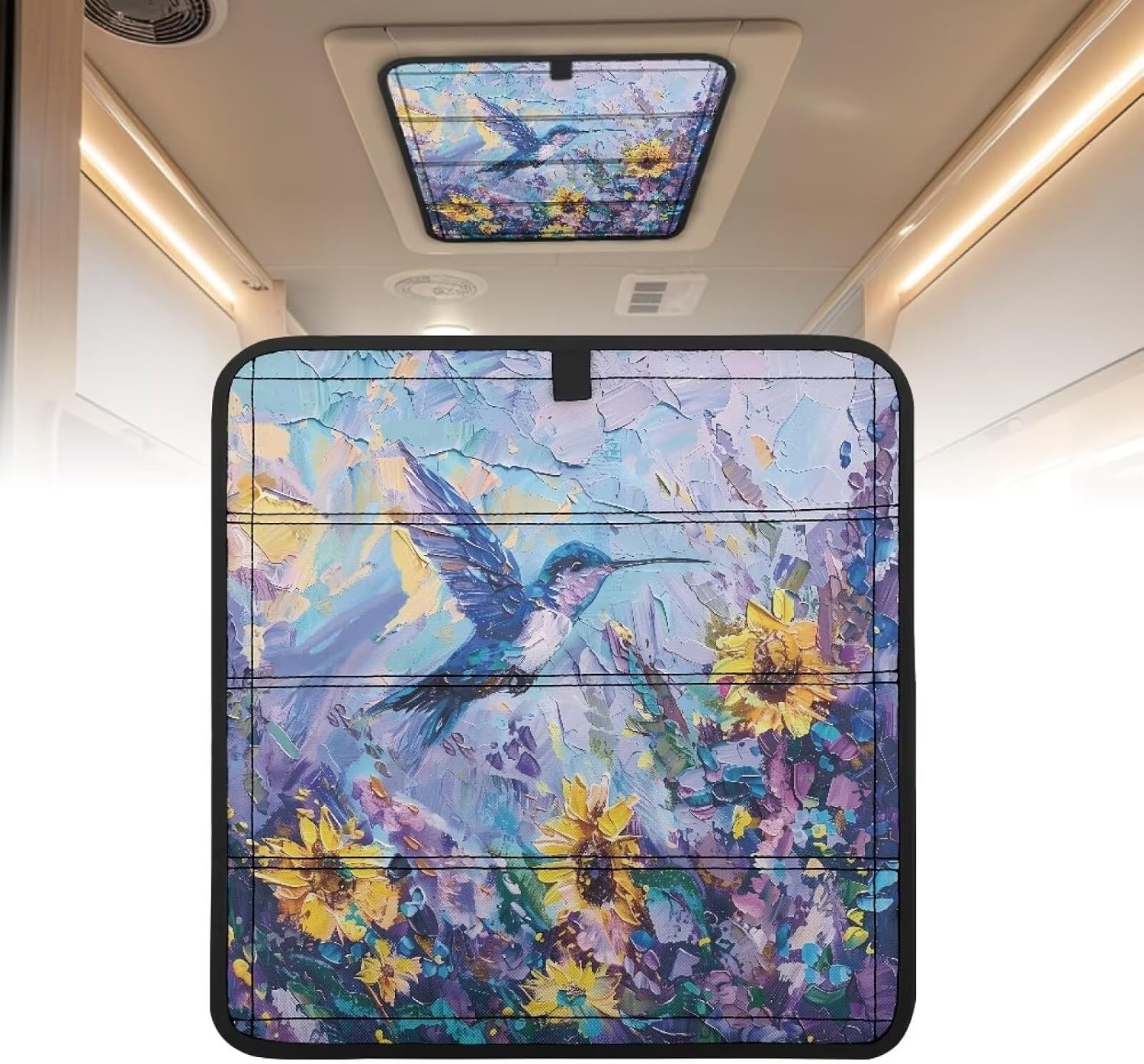 Summer RV Blackout Ventilation Hood Foldable Hummingbird RV Roof Window Vent Skylight Insulator Cover RV Skylight Cover,16.54"x16.54" Universal Fits for RV Travel Trailer Camper