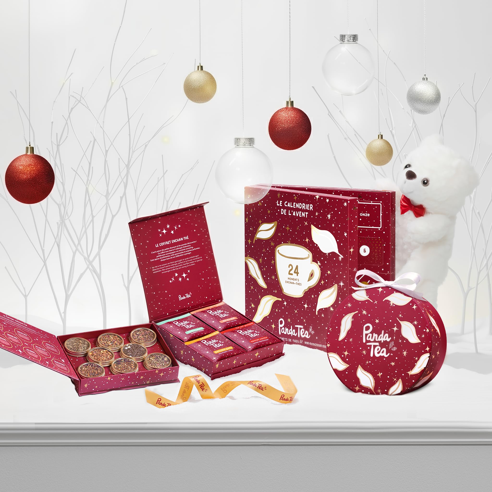 Panda tea - Coffret 8 Boîtes de Thés et Infusions en Vrac - Coffret cadeau à offrir (assortiment festif) - Thé Noir, Rooibos - Idee Cadeau à offrir