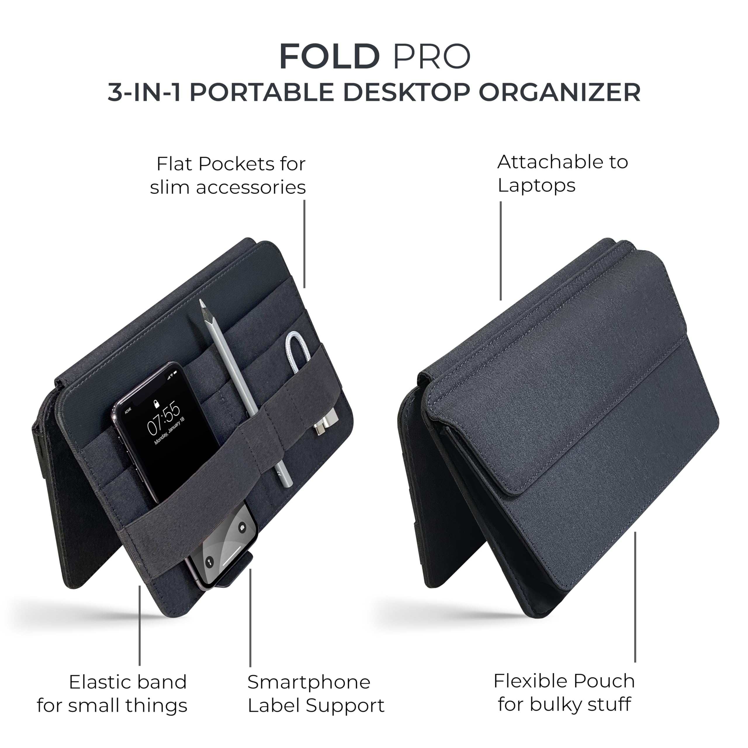 Beblau FOLD PRO przenośny organizer techniczny – zdejmowana torba na urządzenie i etui na biurko | etui na gadżety do biura i domu | niezbędnik do pracy w domu, wkładka do torby