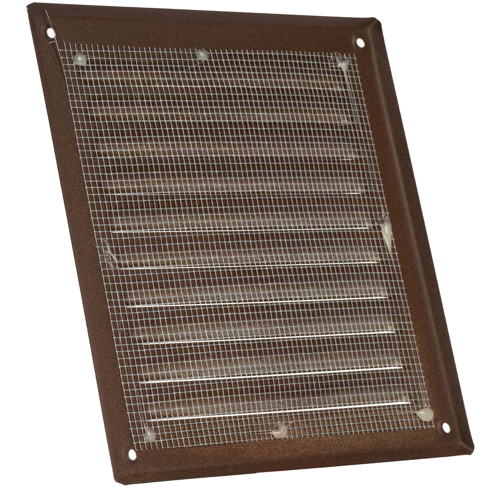 Vent Systems 195 x 195 mm Scratch Resistant Brown Soffit Air Vent Cover, Square Metal Louvered Gable Vent with Mesh Screen - Image 2