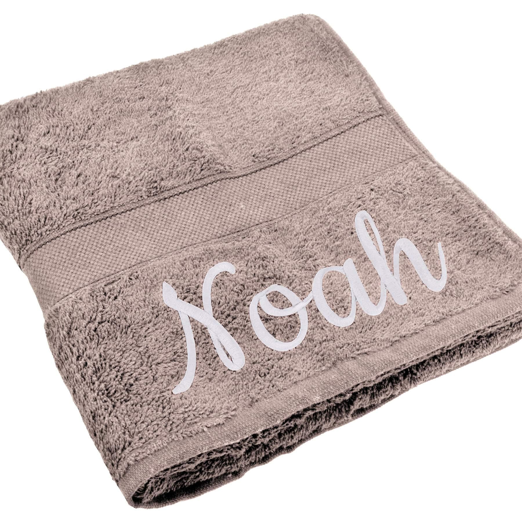Deitert Handtuch Juist mit Namen oder Wunschtext Bestickt, personalisiertes Duschtuch, individuelles Badetuch, 100% Baumwolle, 50 x 100 cm beige
