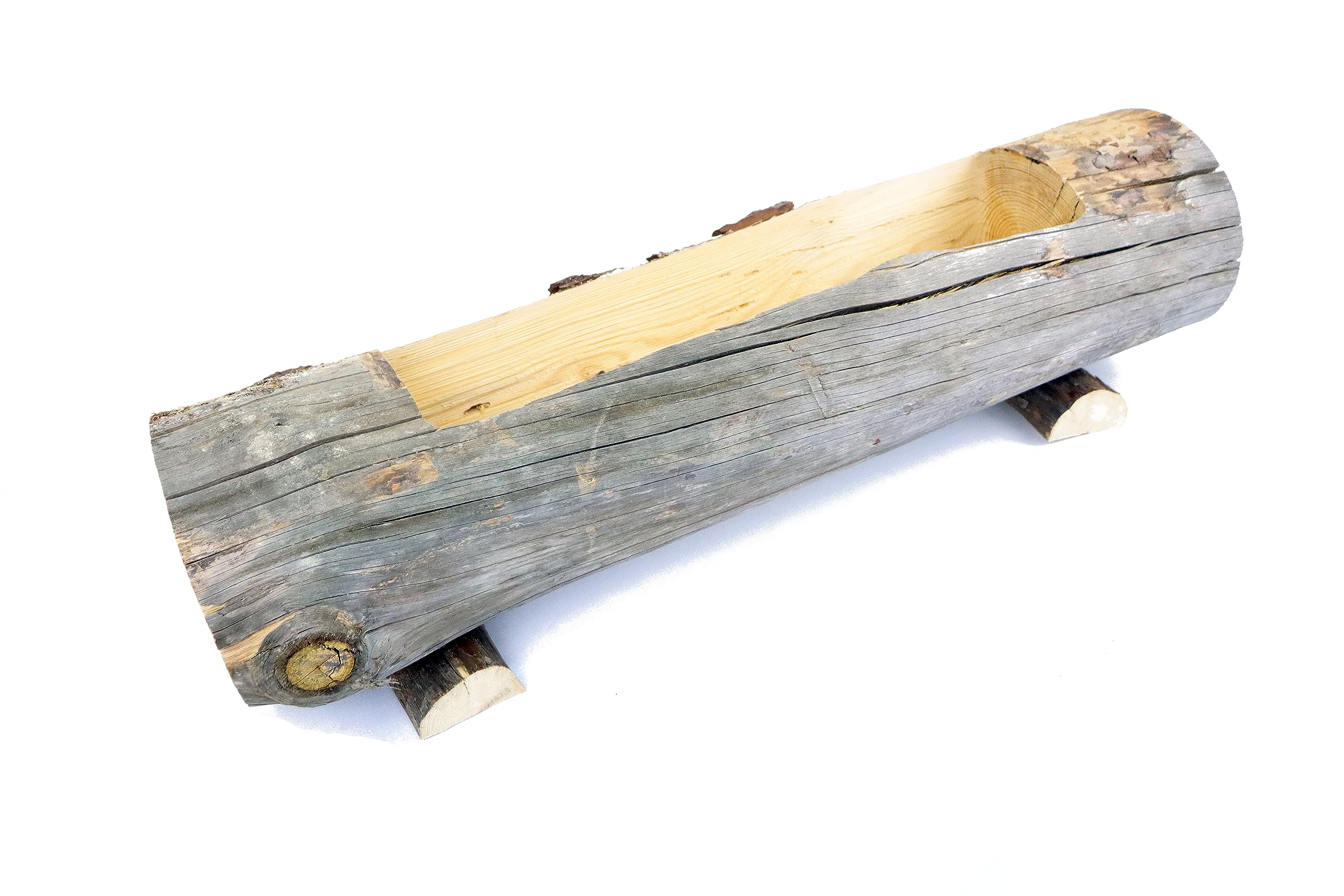 Jardinera Rustica de Tronco de Pino 100% Natural sin Tratar. 80cm. Cada Pieza es única. Macetero o Tiesto para Flores de 50x10x10cm.