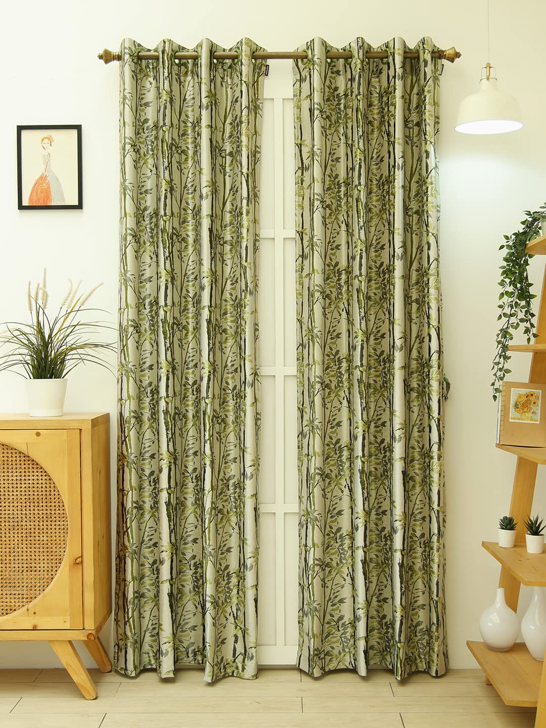 ARiANANew Coco Polyester Eyelet Curtain (Green, X Large Door - 9 ft - PK 2)