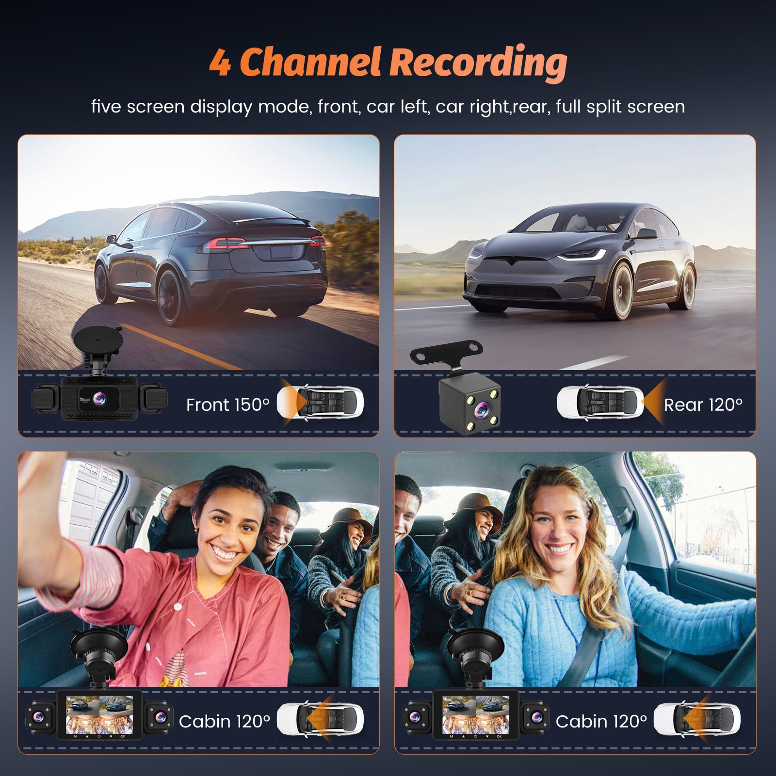 Roinvou 4K+1080P Dash CAM Coche, 5GHz WiFi Dashcam con Tarjeta SD 64GB, Camara Vigilancia Coche con 3″ IPS Pantalla, 170° Gran Angular, Grabación en Bucle, Sensor G,Visión Nocturna
