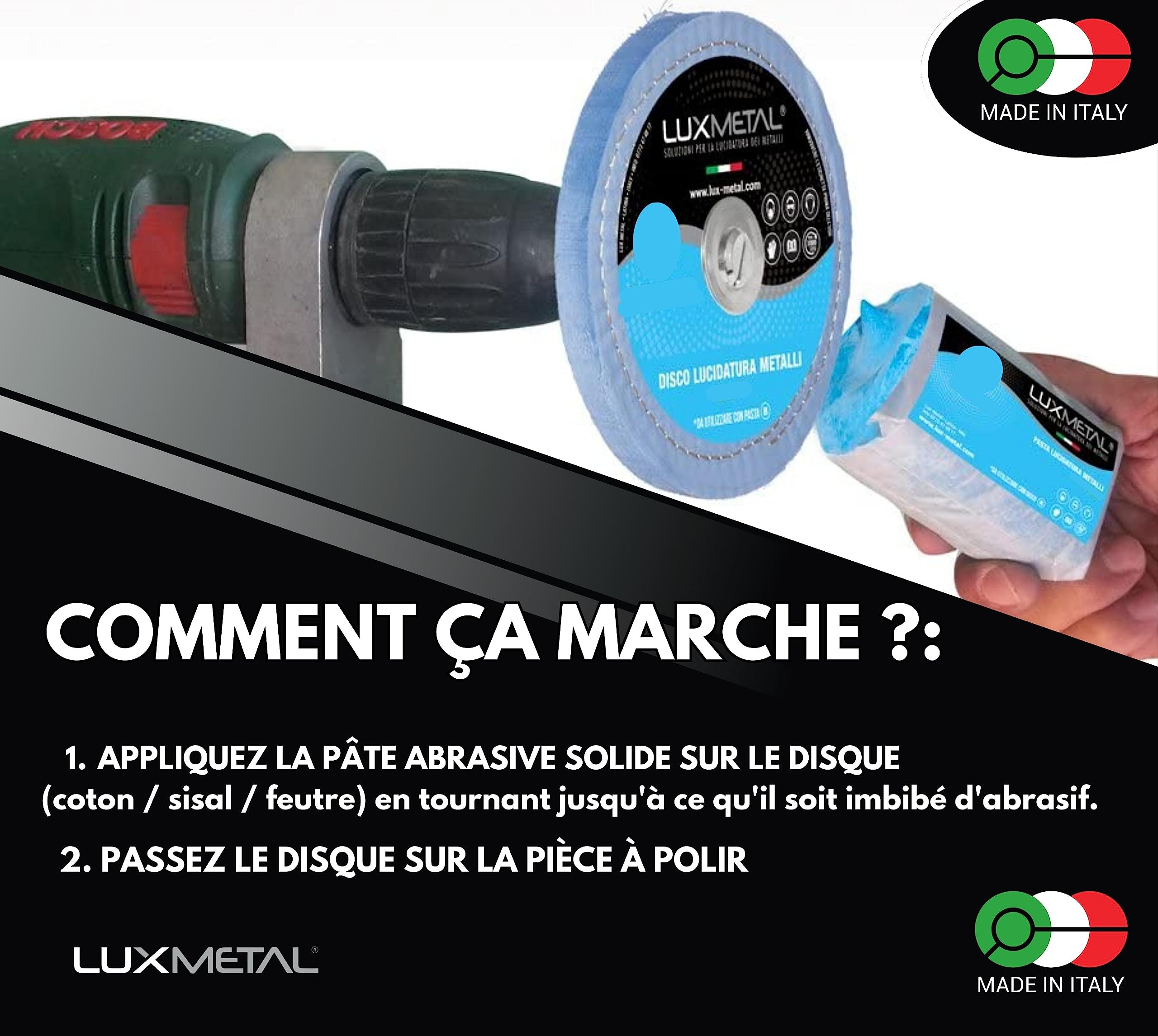 3 Pate a polir abrasive 350g A-B-C Fin Moyen Gros Kit de Polissage Metal Acier Inox Alu pour Aluminium laiton Metaux Nettoyage cuivre or argent Polish Chrome plexiglass Resine Epoxy Couteau