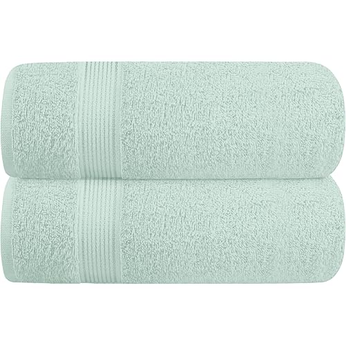 Elvana Home Cotton 2 Pack Oversized Bath Towel Set 28x55 inches, Large Bath Towels, Ultra Absorbant Compact Quickdry & Lightweight Towel, Ideal for Gym Travel Camp Pool - Sea Green