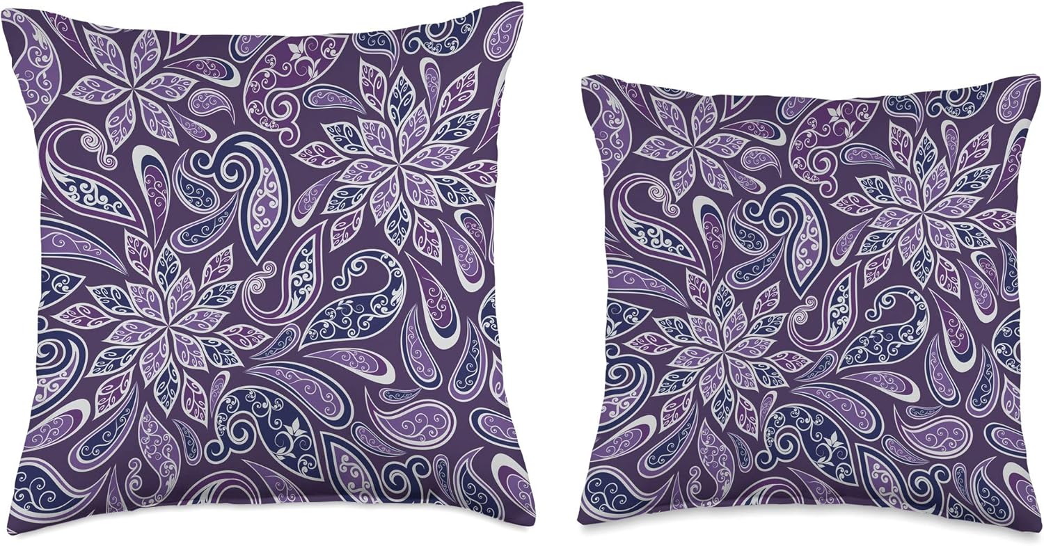 Beautiful Purple Paisley with Shades of Lavender and Blue Throw Pillow