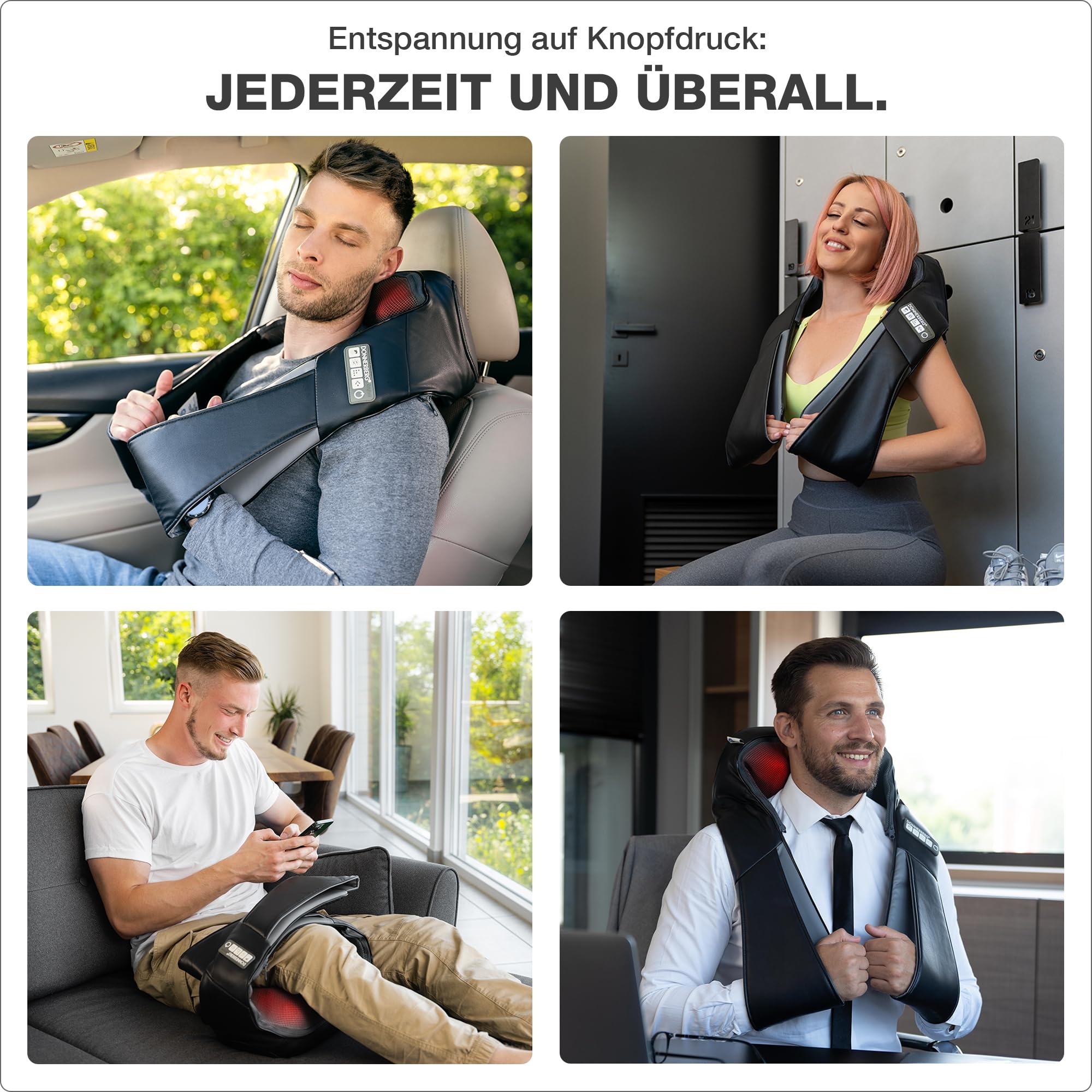 DONNERBERG® Klopfy Entspannung für Ihren Rücken Shiatsu und Klopfmassage Nackenmassagegerät mit Wärmefunktion 7 Jahre Kraftmotor Garantie TÜV Süd geprüft