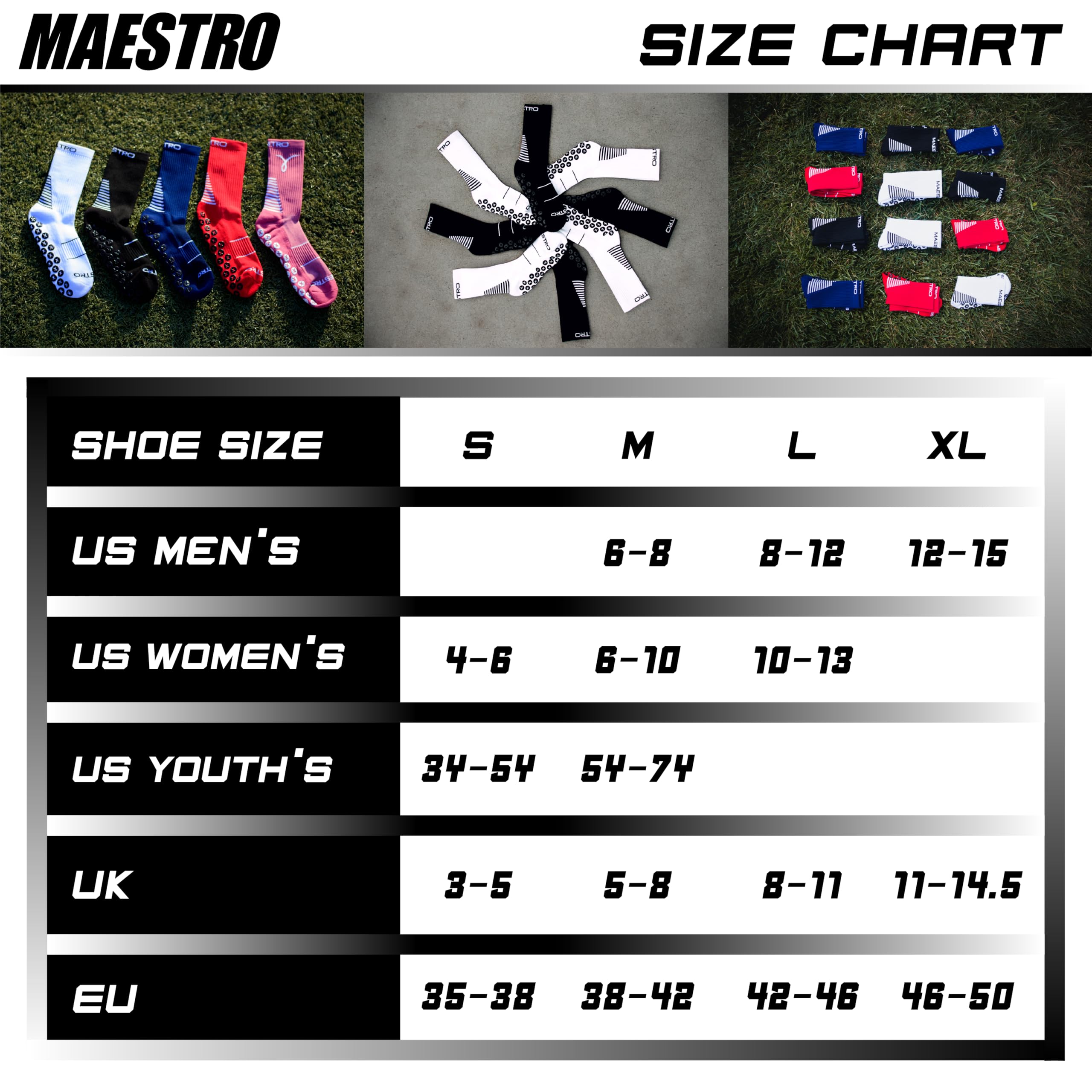 Maestro - Calcetines antideslizantes para fútbol para hombre y mujer con almohadillas antideslizantes, ideales para fútbol, baloncesto y deportes