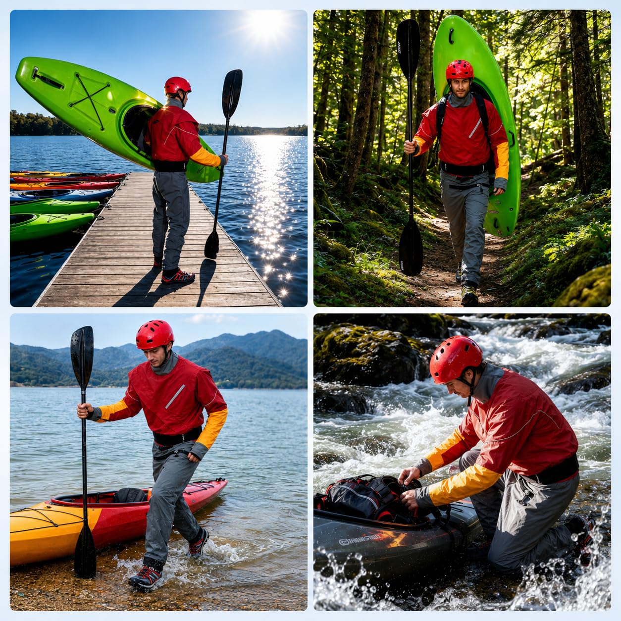 Tuta Stagna da Kayak per Uomo Impermeabile e Traspirante Black-S | Tuta Leggera a 3 Strati con Zip Frontale per Pesca Nautica Canoa Rafting e Vela Attrezzatura Sport Acquatici Freddi