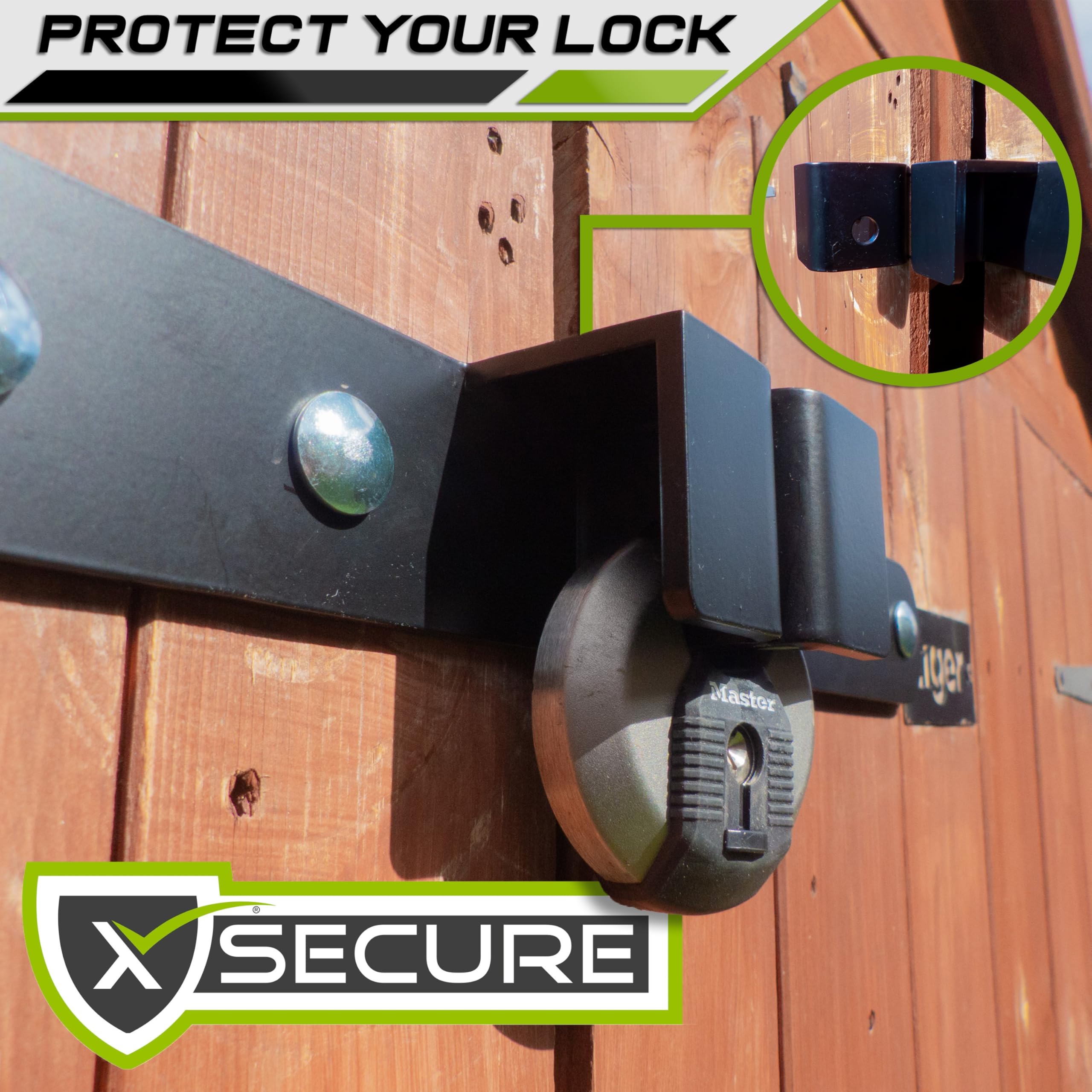 Heavy Duty Shed Lock Hasp & Staple, Black Powder Coated Mild Steel, Maximum Padlock Protection - Image 4