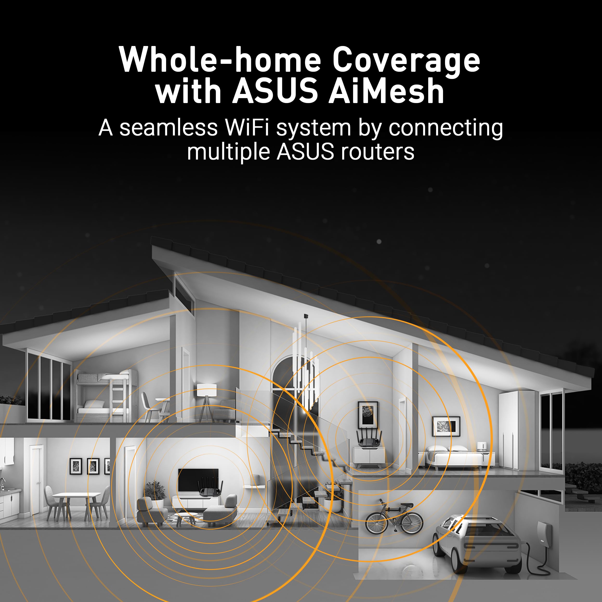 ASUS TUF Gaming BE6500 - Router WiFi 7 - Dual Band, wireless fino a 6,5 Gbps, acceleratore di gioco, controllo Multi-Link (MLO), (x4) Porte da 2,5 GbE, Mesh + VPN compatibile e sicurezza di rete senza