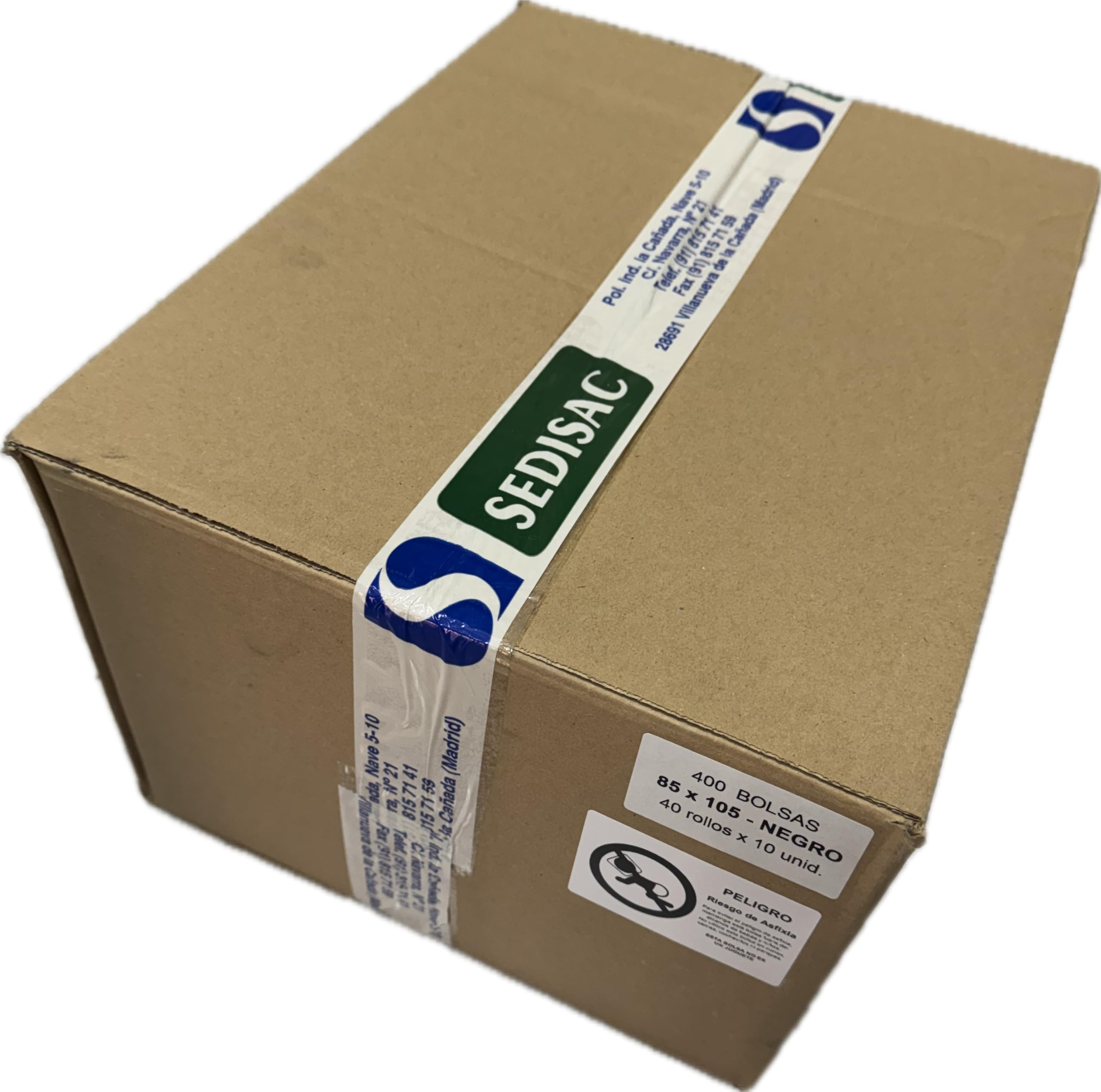 ★400 Bolsas de Basura SEDISAC PE 100% Reciclado UNE-EN15343 100L 85x105 20µm galga 80 Negras. (400 uds.) GTIN 8437027548420 Contribución al SCRAP, RD 1055/2022. ENV/2025/54349, con 0,015 €/Caja.