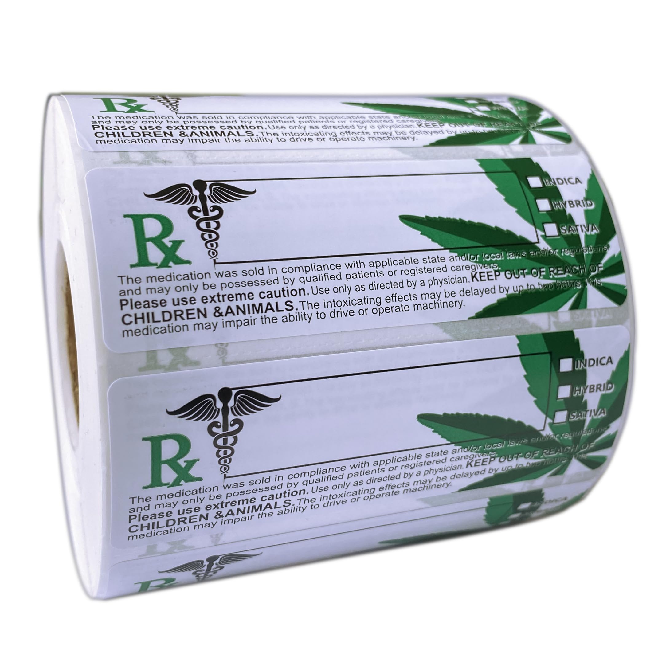 FirstZi 1000pcs California Adhesive Paper Compliant Medical Warning Labels- 1x3 Inch Universal Symbol Stickers with Green Leaf Identification