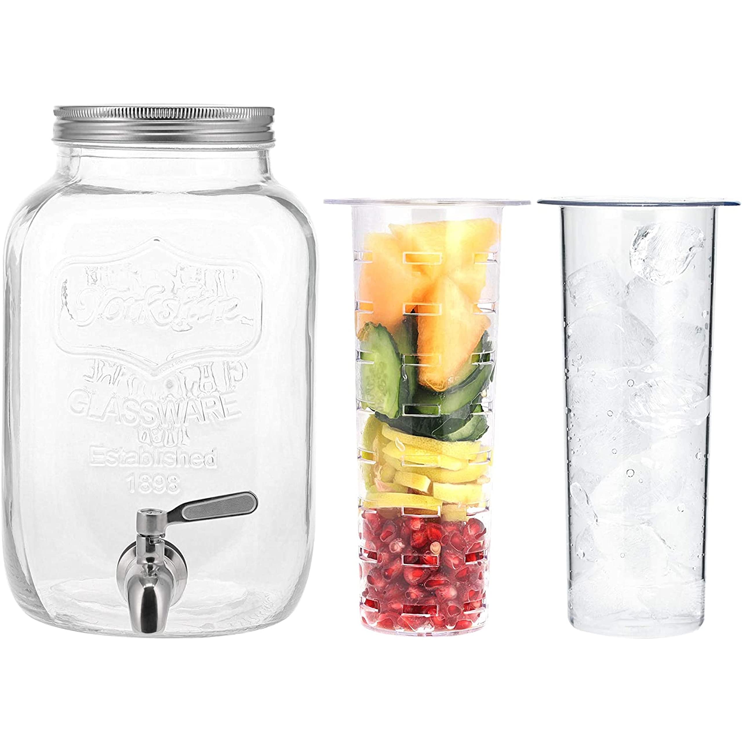 Navaris Wasserspender - 4L Getränkespender - Getränkespender Zapfhahn und Deckel - Wasser Spender Drink Dispenser - Saftspender - Getränkespender Glas mit Zapfhahn
