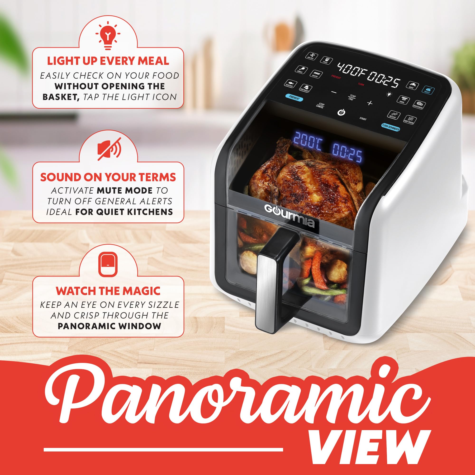 Amazon.com: Gourmia Air Fryer 7 QT - Easy View Panoramic Window