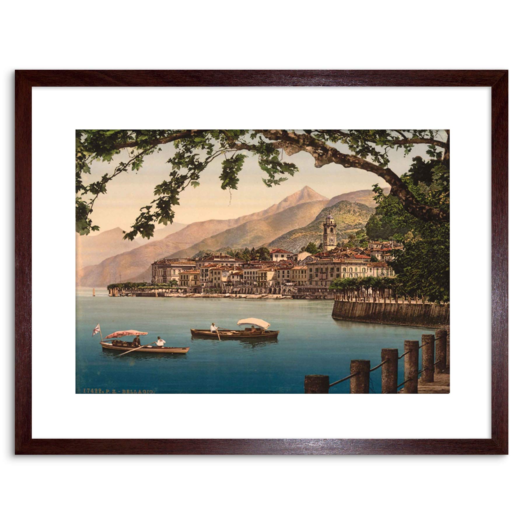 9x7 '' PHOTO BELLAGIO GENERAL LAKE COMO LANDSCAPE BOATS FRAMED ART PRINT F97X806