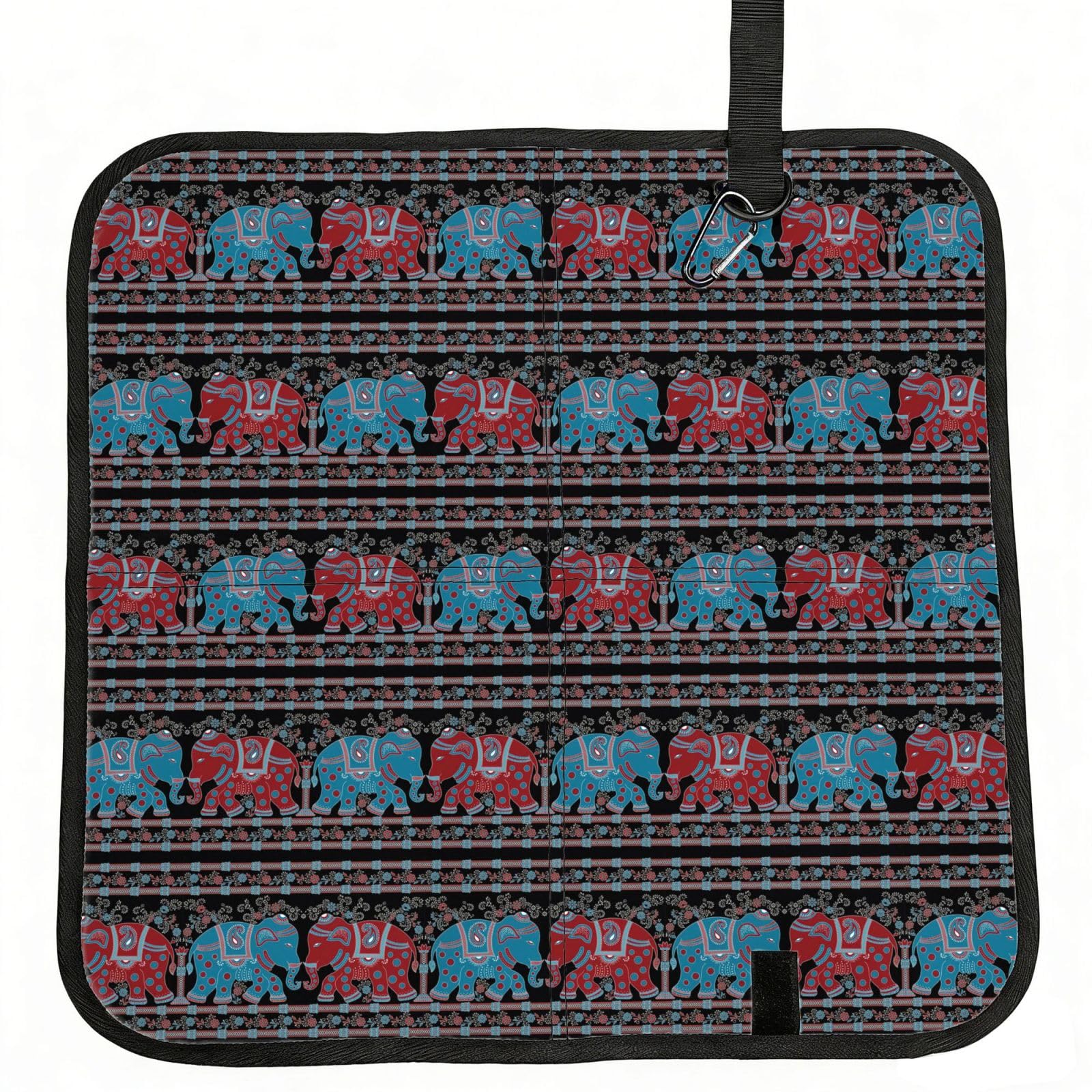 OKFSTY Purple Elephant Print Fold Away Seat Cushion Portable Outdoor Pad Polyester Bleacher Bench Mat Travel Picnic Pad