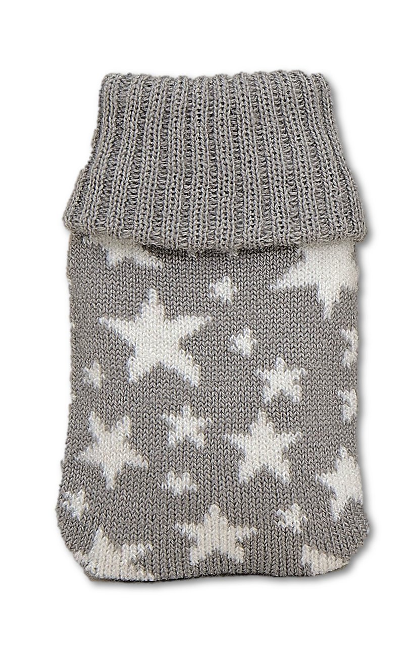 Grau & Weiß Sterne Design Mini Hottie Strickbezug Gel-Handwärmer X 1