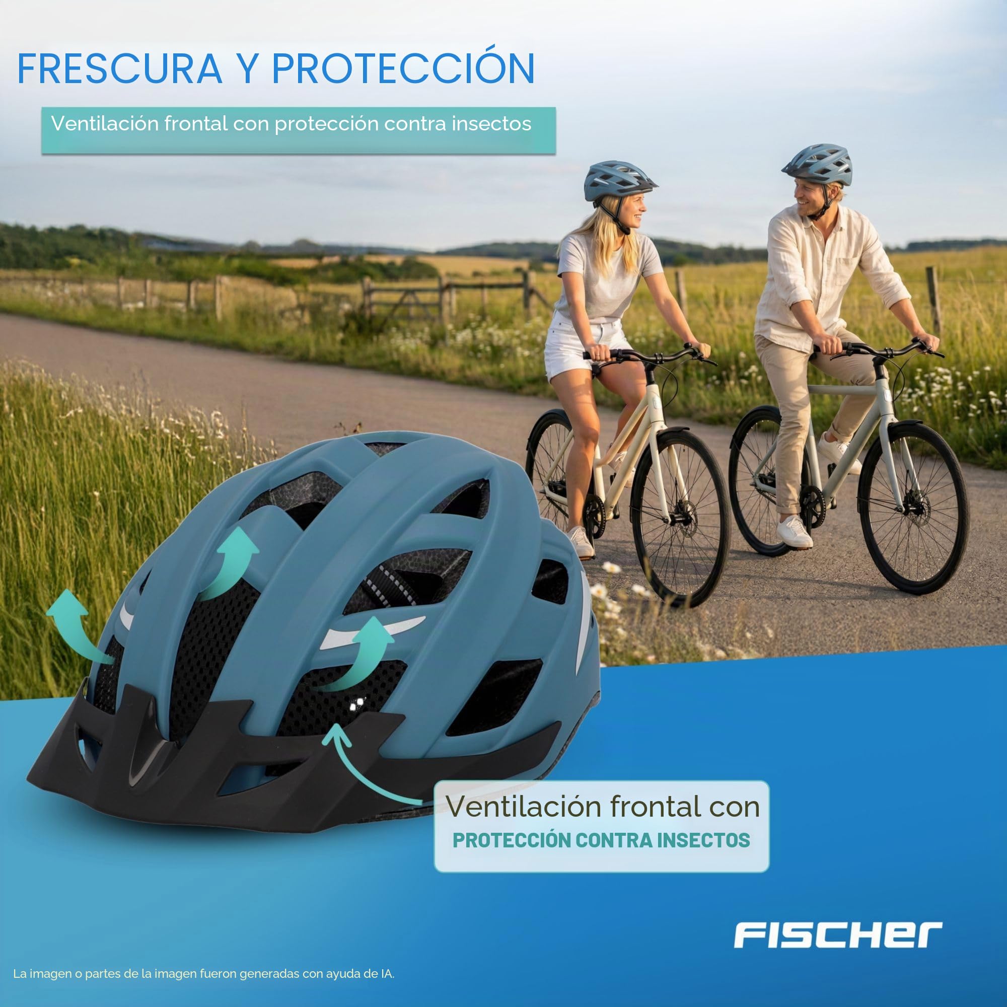 Fischer Urban Plus - Casco de Ciclismo con luz Trasera LED integrada para Hombre y Mujer