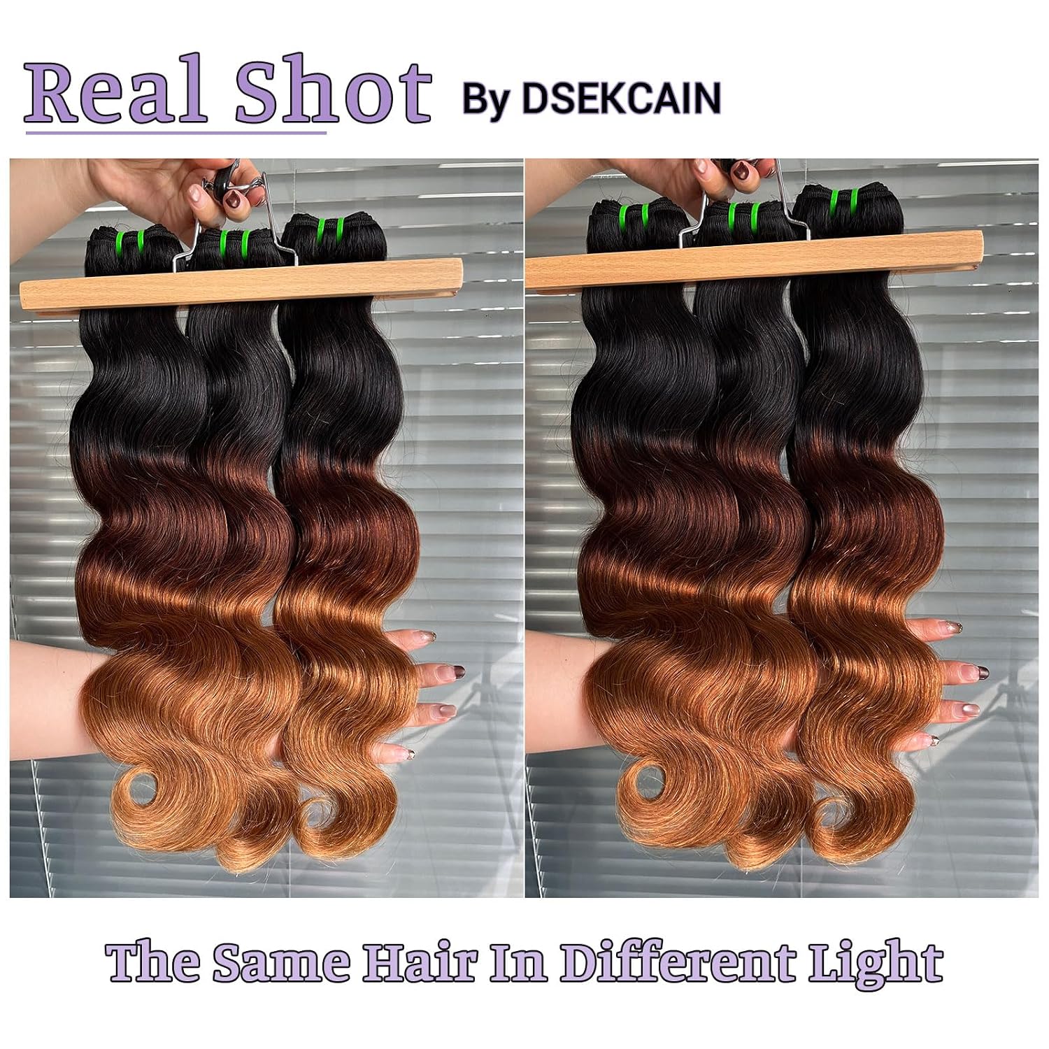 T1B/2/30 3-Tone Ombre Human Hair Bundles Body Wave, 20A Grade 100% Real Virgin Hair with Dark Roots, 10 12 14 Inch Medium Auburn Chestnut Brown Sew in Quick Weaves