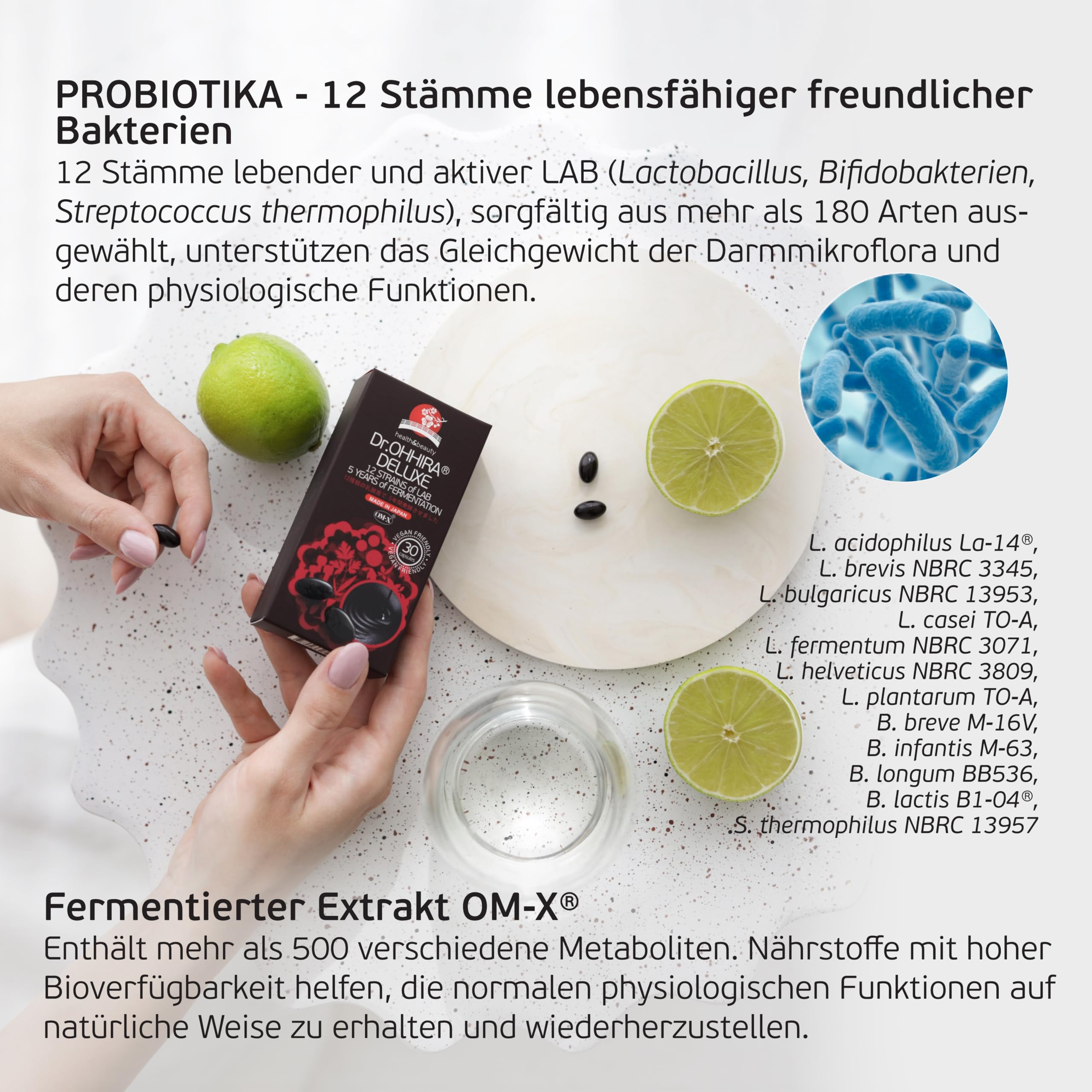Dr.OHHIRA® Deluxe Probiotika 100 Milliarden KBE Kollagen flüssig – Bündeln | Enthält 7.750 mg Kollagen und 10 Trinkampullen für ein hochwertiges Schönheitssystem zur Förderung der Darmflora.