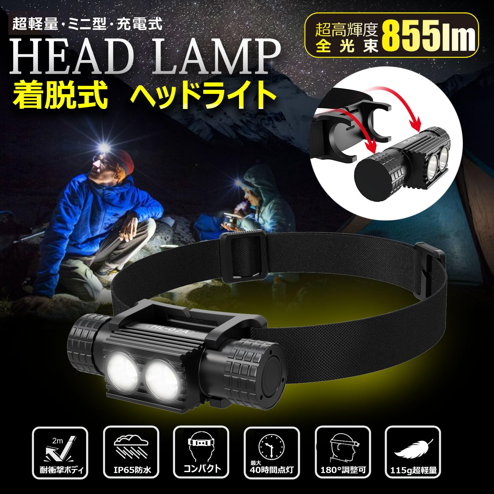Amazon.co.jp: GOODGOODS 作業用 LED ヘッドライト 855lm USB充電式