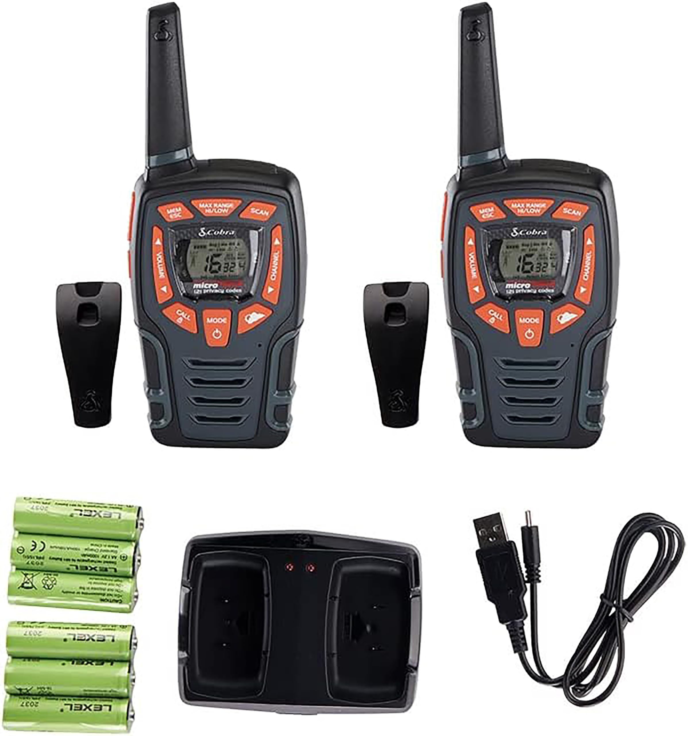 Cobra AM1055 - Paquete de 2 walkie talkies flotantes Impermeables con Linterna LED integrada, VOX, VibrAlert, Alcance de hasta 12 km, más de 968 Canales, función de Ahorro de energía y baterías — view 3