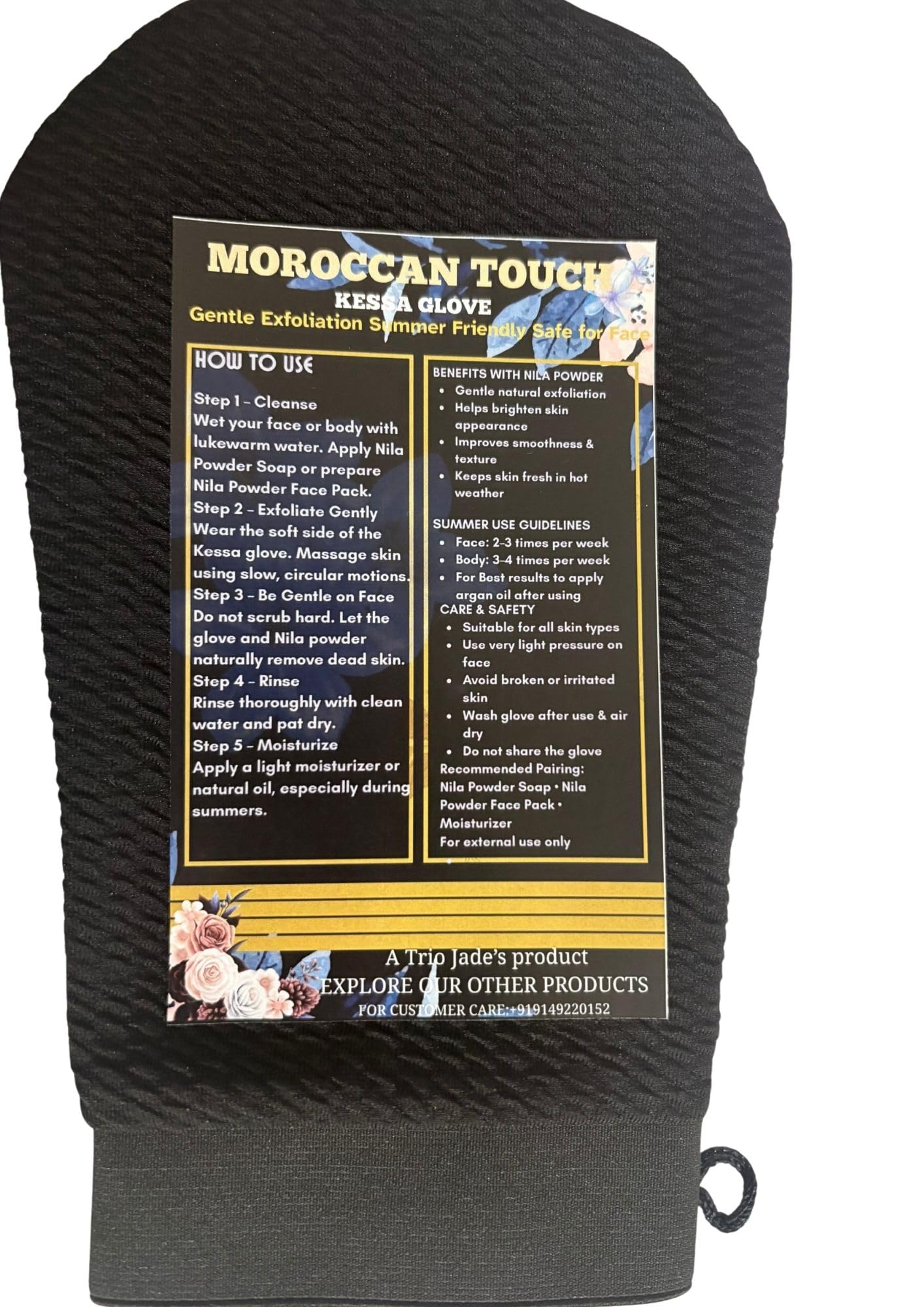Moroccan Touch Kessa Exfoliating Glove, Turkish Silk, Black, Gentle Exfoliation, Summer-Friendly, Safe for Face and Body-image-6