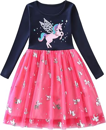 Girls Dress Short Sleeves Summer Dresses Sequin Tutu Tulle, 2-8 Year