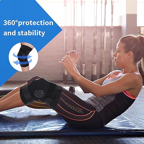 Miniatura 6 de Rodillera con bisagras, soporte de rodilla ajustable para hombres y mujeres, estabilizador rotuliano, alivio del dolor de artritis, ACL, PCL, MCL,