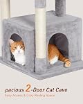 23.6" Arbre de chat pour grand chat, 19 * 15.8 en Grand Perchoir, Tour Cat Light Gray avec poste de Scratching, 2-door Condo pour chats adultes, Facile à nettoyer et à installer, Outils de montage inclus