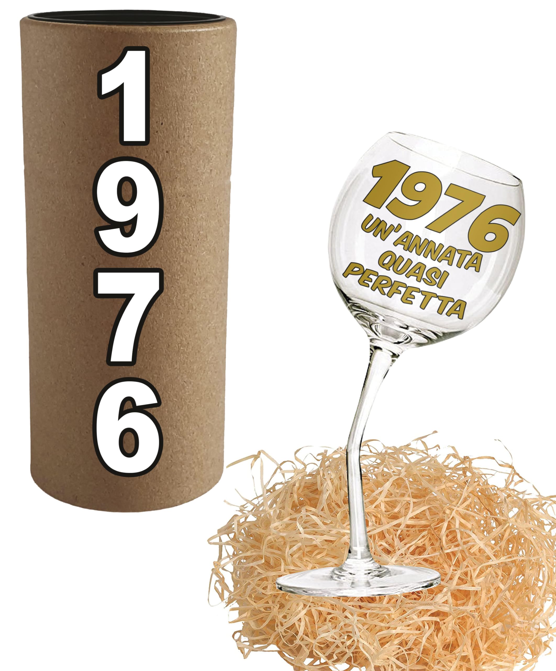 Bombo Bicchiere in Vetro Calice storto per compleanno 50 anni - 440 ml