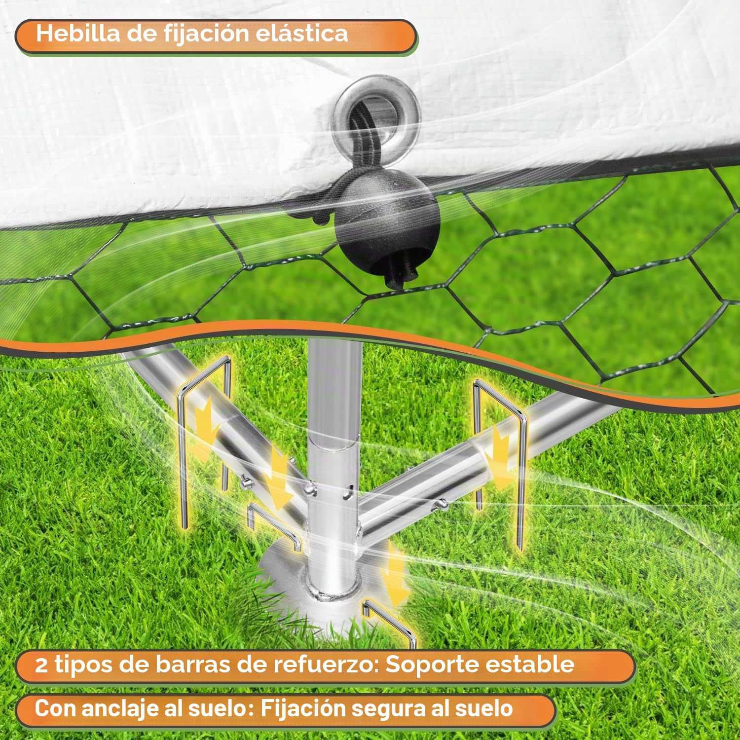 Gallinero con zona libre, 3x2x2m con cerradura de seguridad y tela impermeable de PE, fácil de limpiar, zona libre para gallinas, jaula para pájaros, pequeños animales y plantas