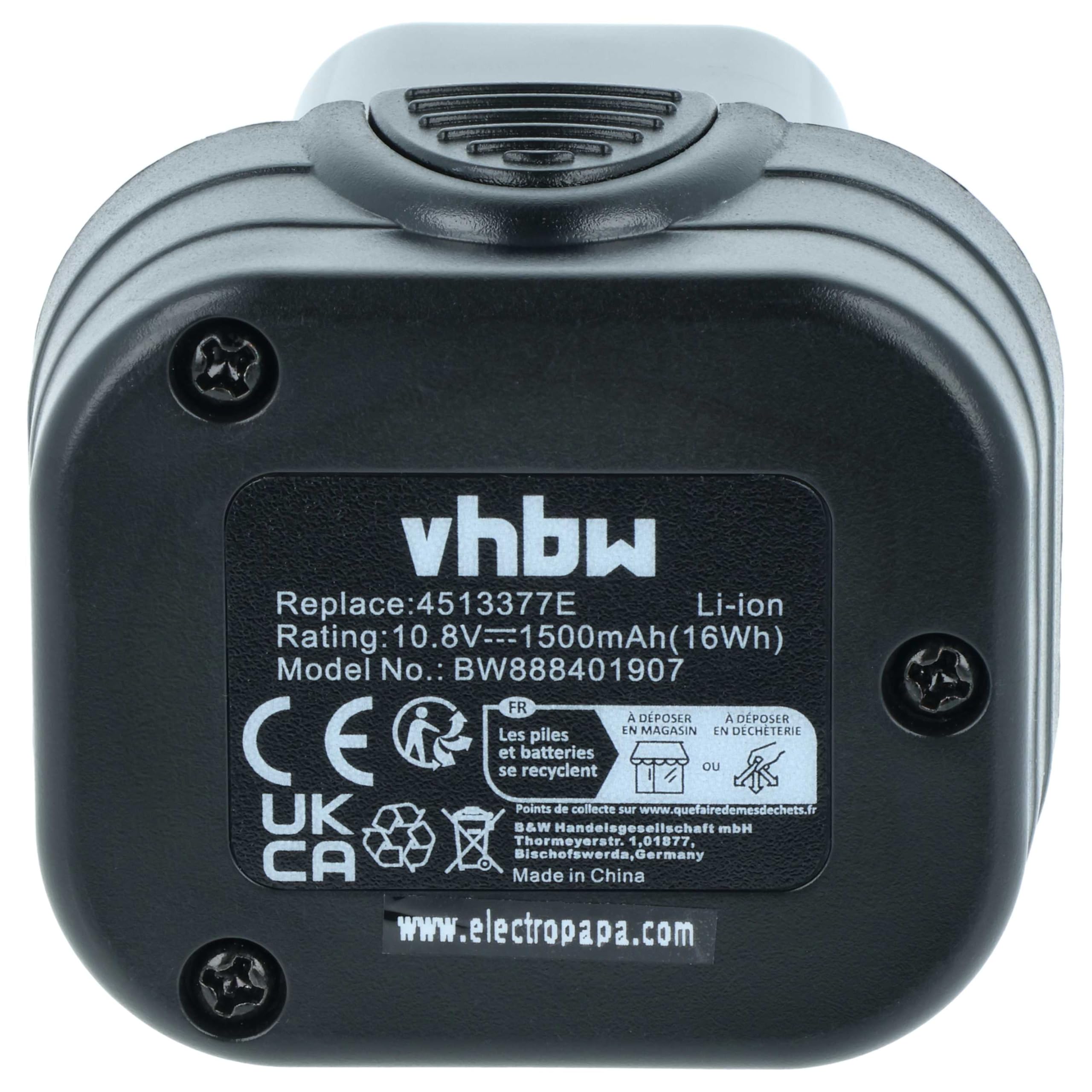 vhbw batteria sostituisce Einhell 4513377E per utensile elettrico (1500 mAh, Li-Ion, 10,8 V)