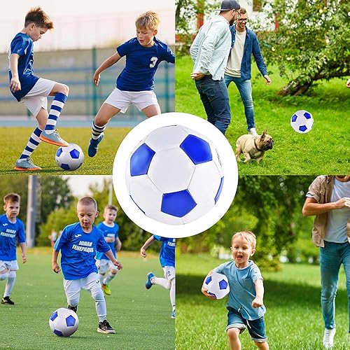 Miniatura 5 de ELKCIP Paquete de 6 pelotas de fútbol clásicas desinfladas tamaño 345 con bomba y bolsa de malla para interiores y exteriores, césped,