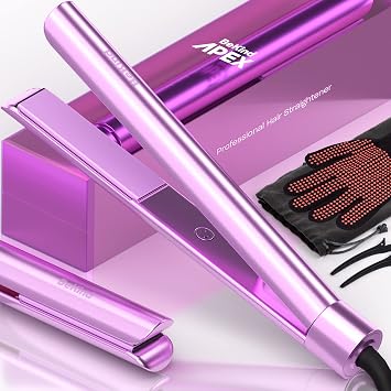 Bekind Apex 2-in-1 Hair Straightener Flat Iron | 1 460F Straightener & Curler for All Hairstyles | UltraSmooth Tech | 15s Fast Heating & Temp Memory | Gift Set for Girls Women Violet Bloom