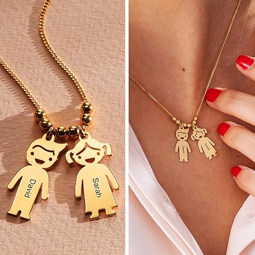 Miniatura 4 de Handmade Boy or Girl Engraved Charm Pendant Necklace in Sterling Silver 925 - Personalized Custom Made Child Children Charms Mother's Christmas