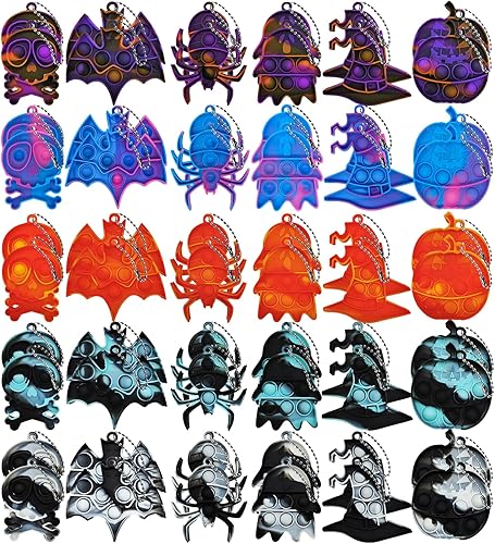 Mini juguete para ansiedad de burbujas para presionar, llavero de burbujas para presionar, llavero para aliviar la ansiedad y el estrés (60 unidades)