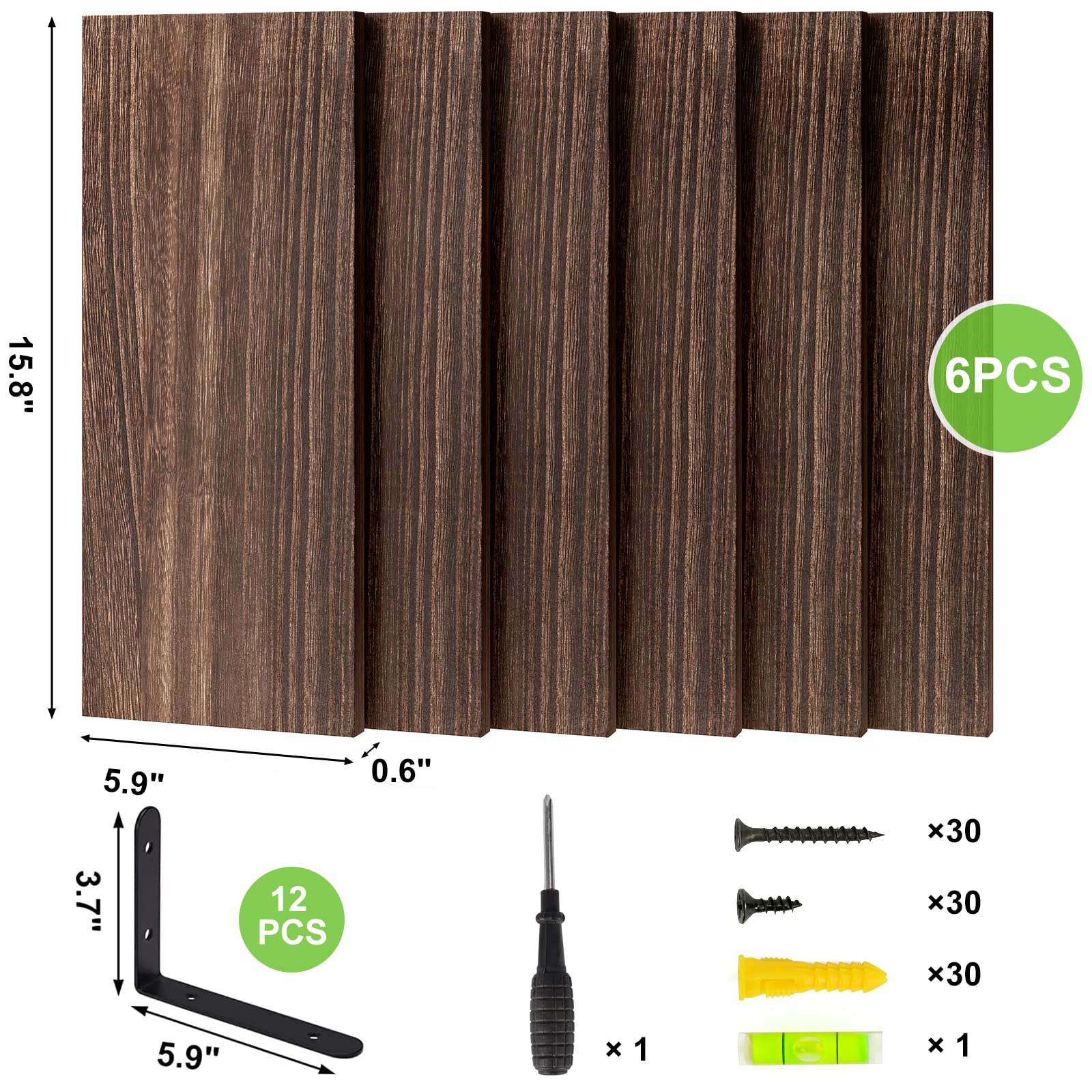 Fixwal Lot De 6 étagères Murales Flottantes En Bois Rustique Pour Décoration Murale, Style Rustique Pour Chambre à Coucher, Salon, Cuisine, Salle De Bain, Bureau Et Plantes (noir