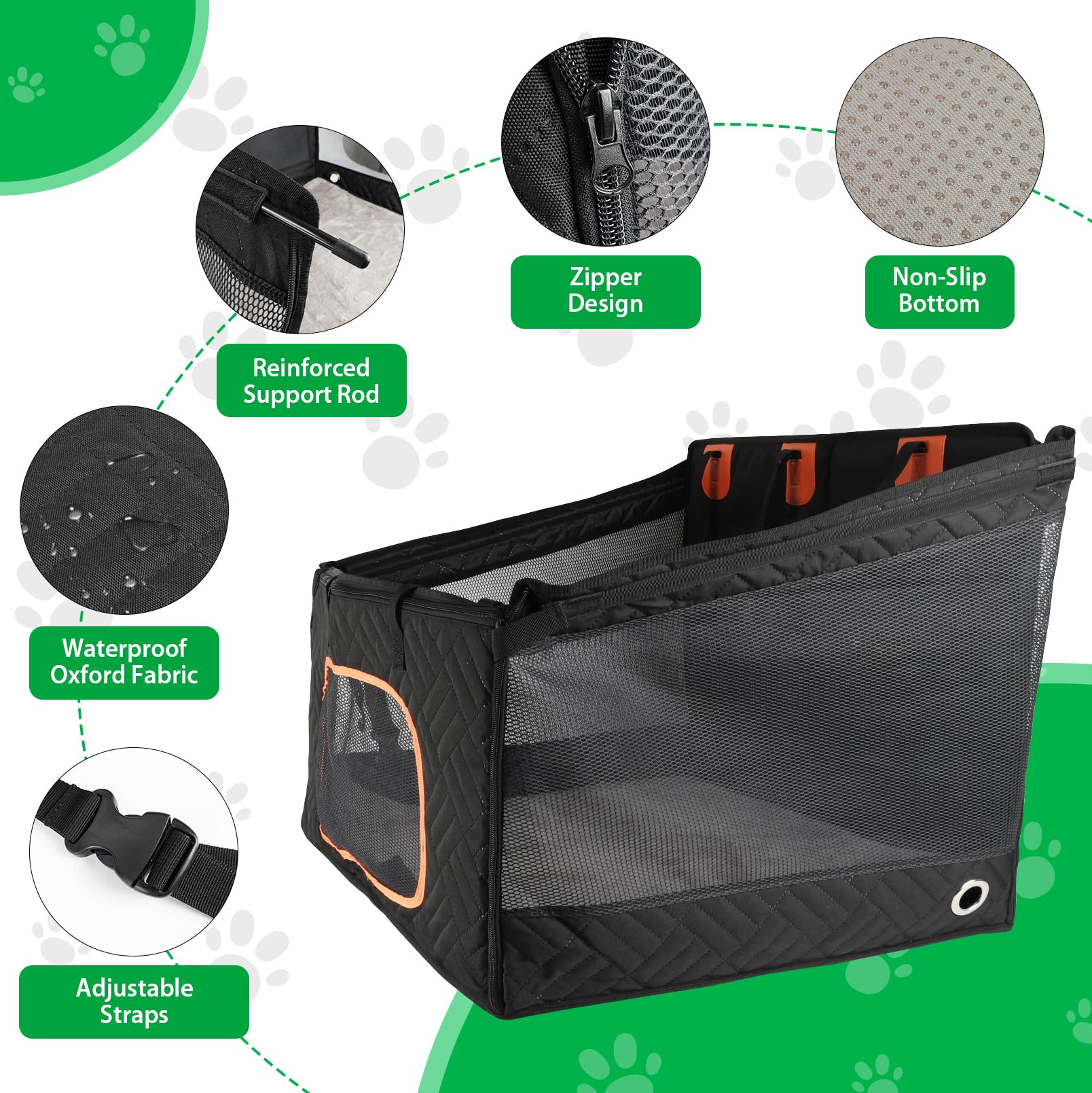 LIROPAU Extra Stabiler Hunde Autositz für Großer Mittlere Hunde | Verstärkung Extra Stabiler Hunde Autositz, Extender-Abdeckung mit 3 Mesh Fenstern für Pkw, SUV und Lkw