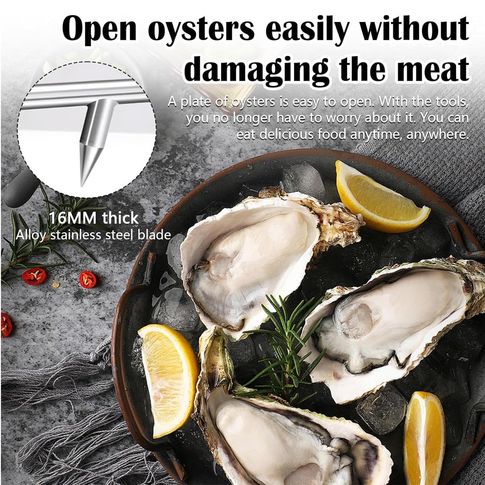 Oyster Shucker - Juego de máquina y abridor de almejas con cuchillos, guante, clip en G para preparación profesional y casera de mariscos