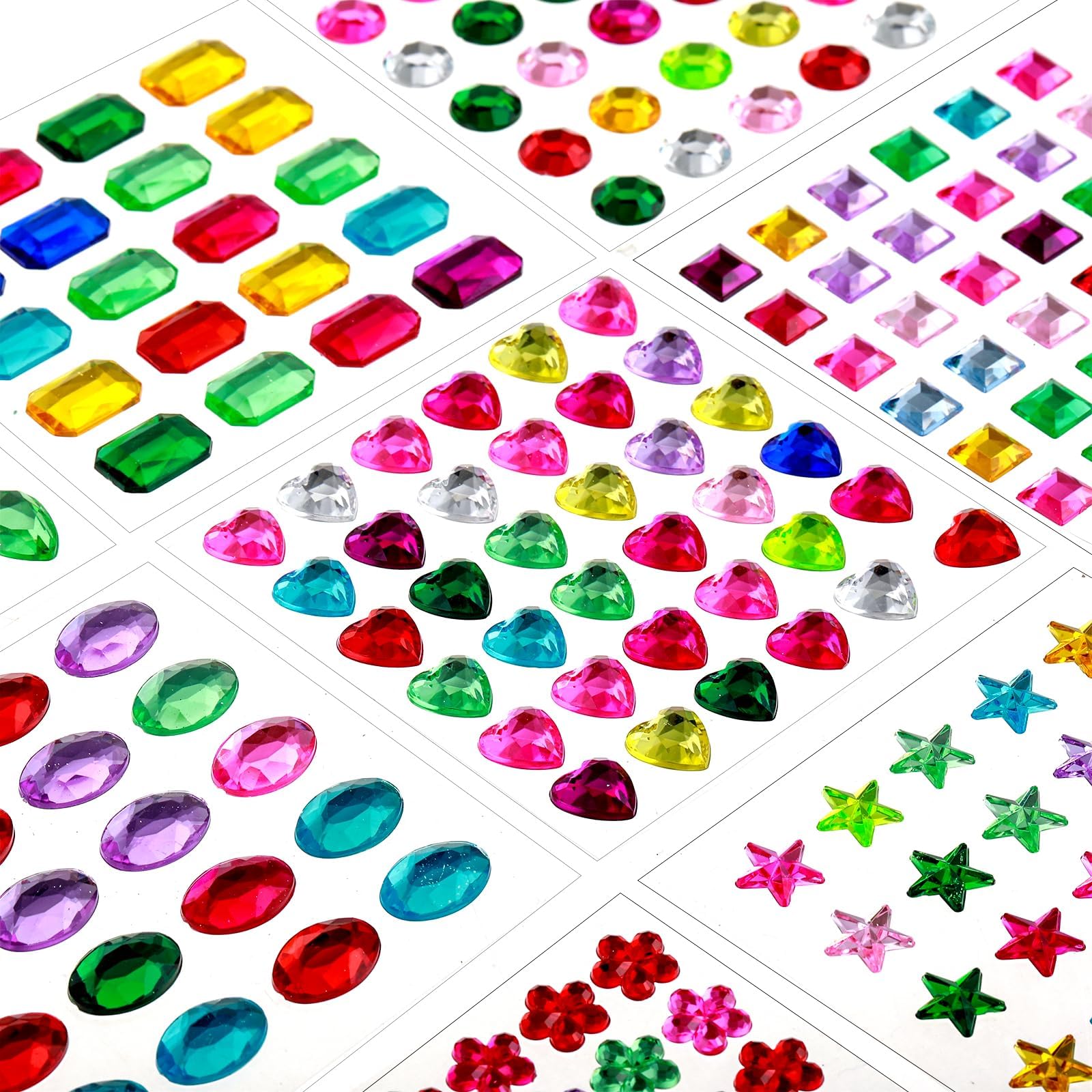 1782 Pcs Gem Stickers Crafts for Kids Self Adhesive Rhinestones Jewels Stickers