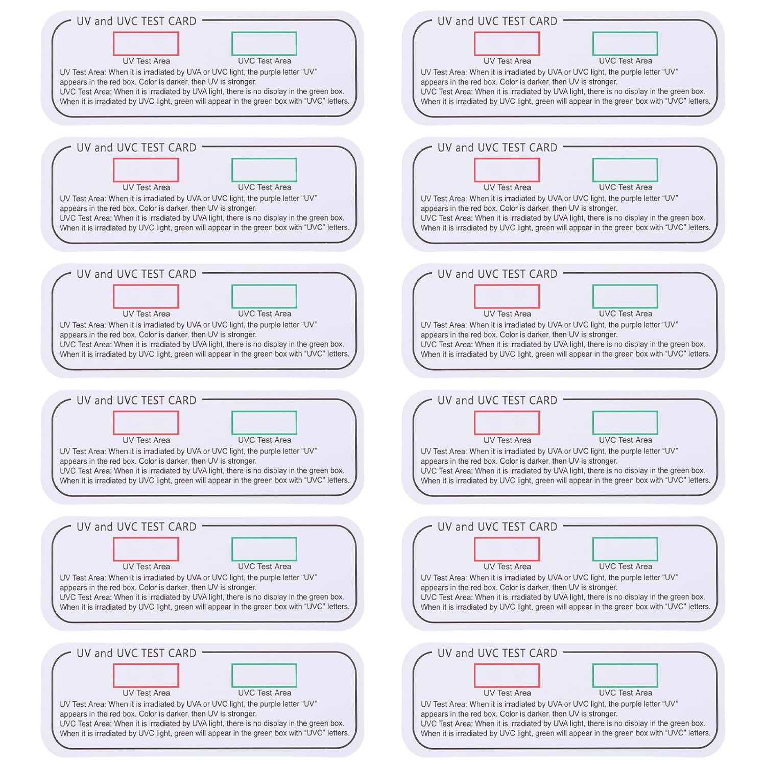 20pcs Light Test Cards UVA UVC Test Cards Light Wavelength Indicator