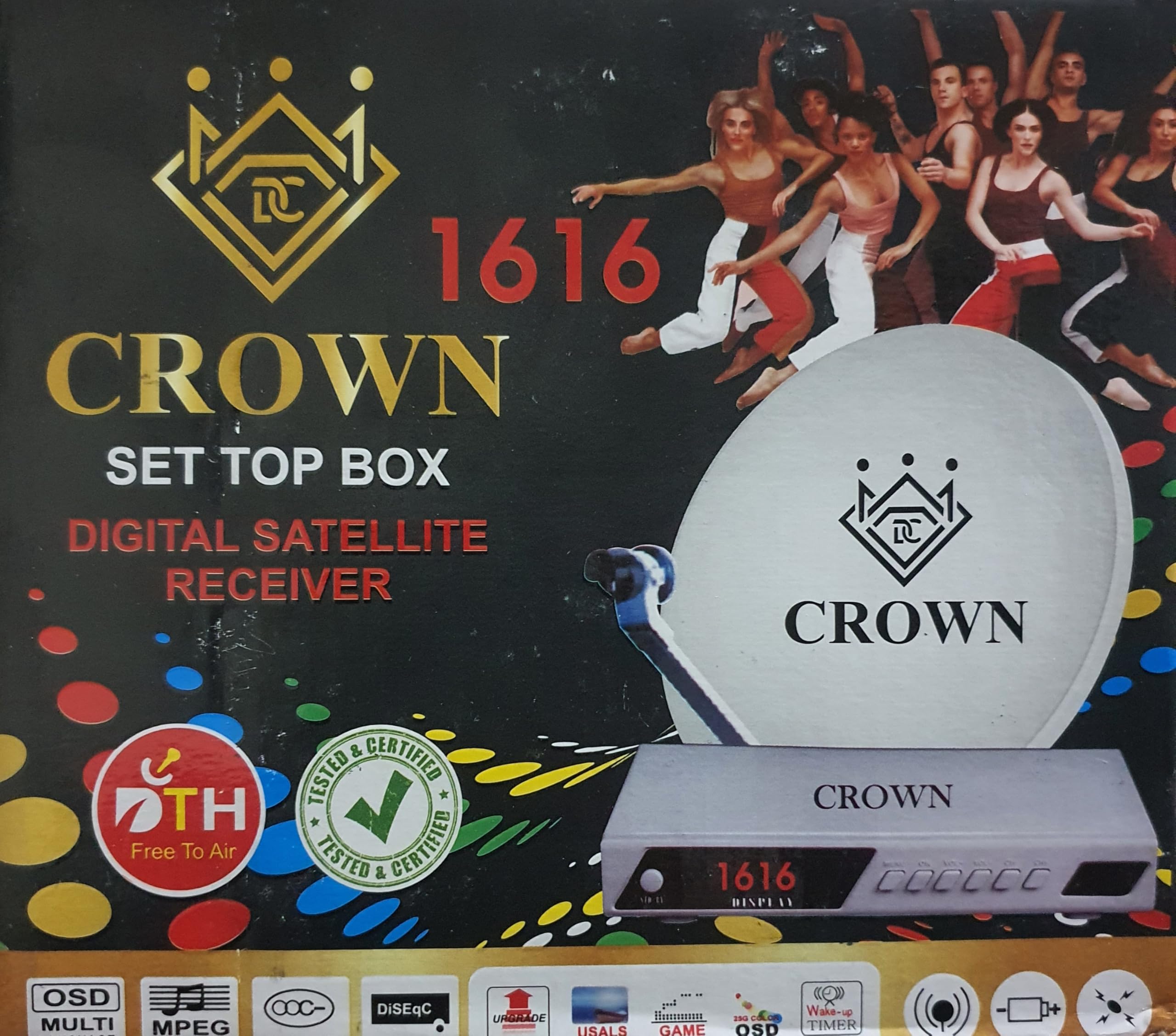 Sayeny Crown 1616 Mpeg-2 DD Free Dish 150+ Tv Channels Lifetime Free Best Set Top Box Media Streaming Device-image-1