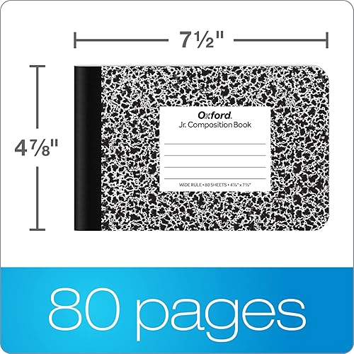 Miniatura 2 de Oxford Jr. - Cuadernos de composición, suministros escolares, cuadernos para escuela, tamaño medio, 4-7/8 x 7-1/2 pulgadas, papel de rayas anchas,