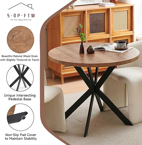 Miniatura 4 de Juego de mesa de comedor redonda de 37 pulgadas para 4, moderno juego de café de cocina de círculo pequeño para apartamento, sala de estar, oficina,